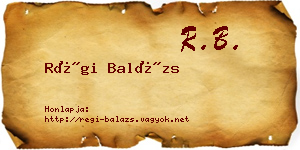 Régi Balázs névjegykártya